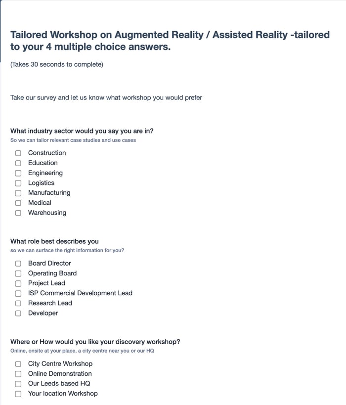 Augmented Reality Survey Design your workshop
