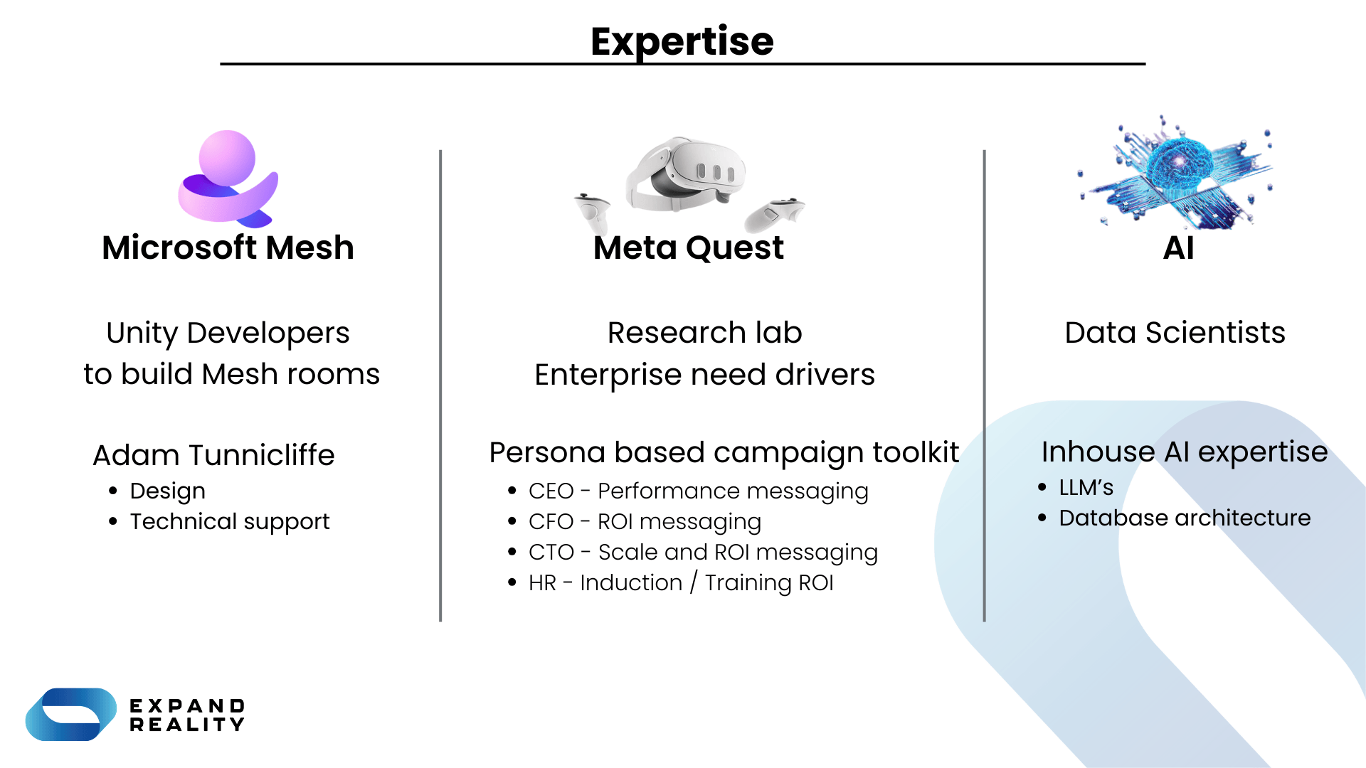Microsoft Mesh, Meta Quest, AI tools